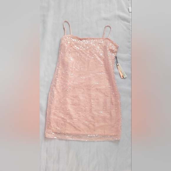 june & hudson Dresses & Skirts - NWT!Chic June & Hudson Summer Sequin Square Neck Pink Luxe Women's Mini Dress XL